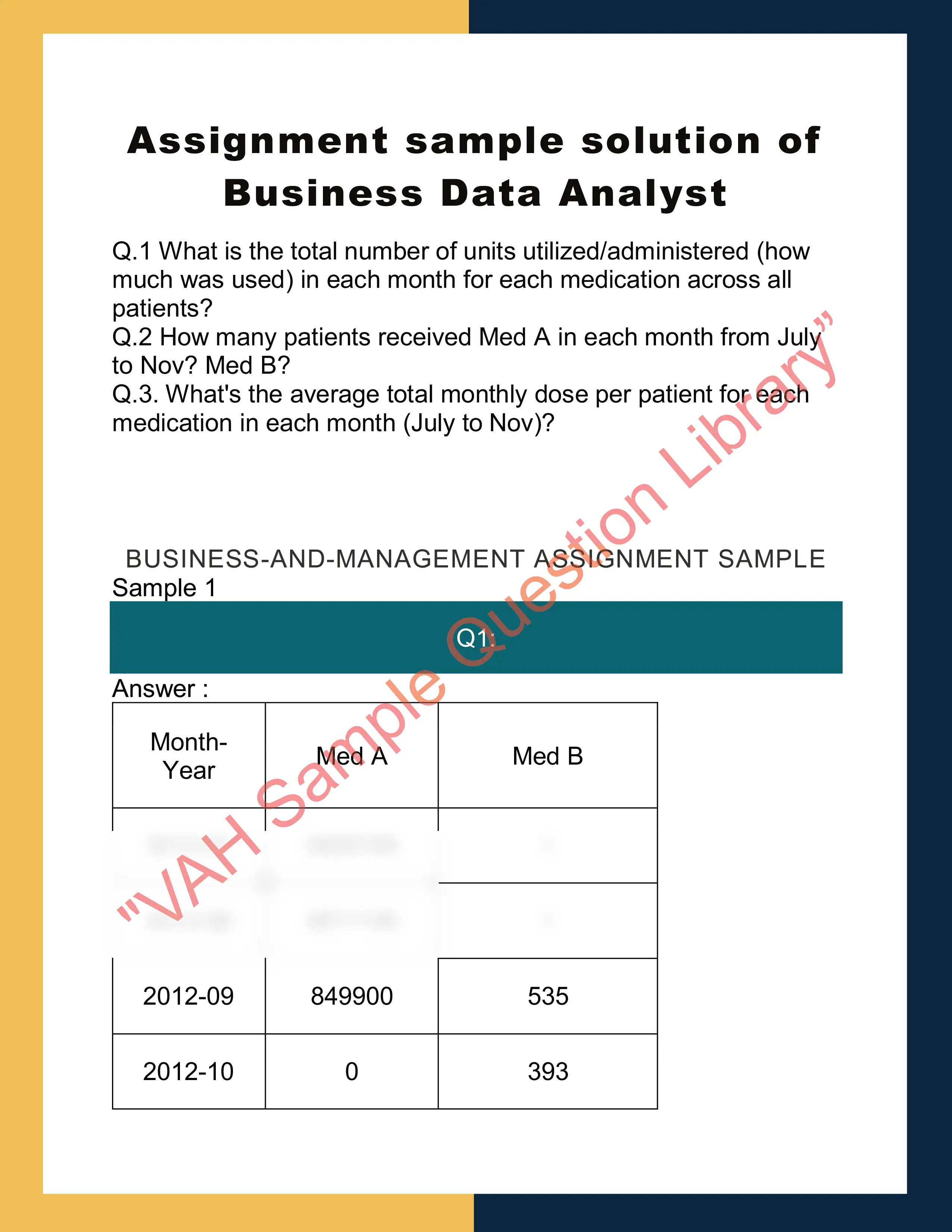 Assignment sample solution of Business Data Analyst 0